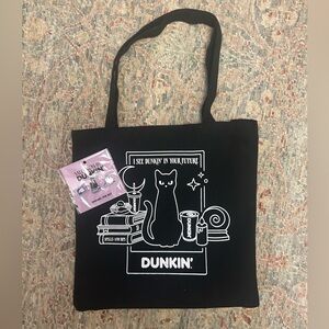 Dunkin' Black Tote Bag and Pin Set Combo